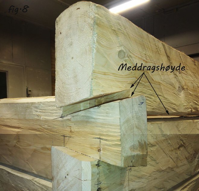 Fig 8. I fig 8 ser en stokken nedfelt til meddragshøyde. Her er også siste andledning for å merke for dymling, det gjør en også på innervegg. Foto: Pål Sneve Prestbakk
